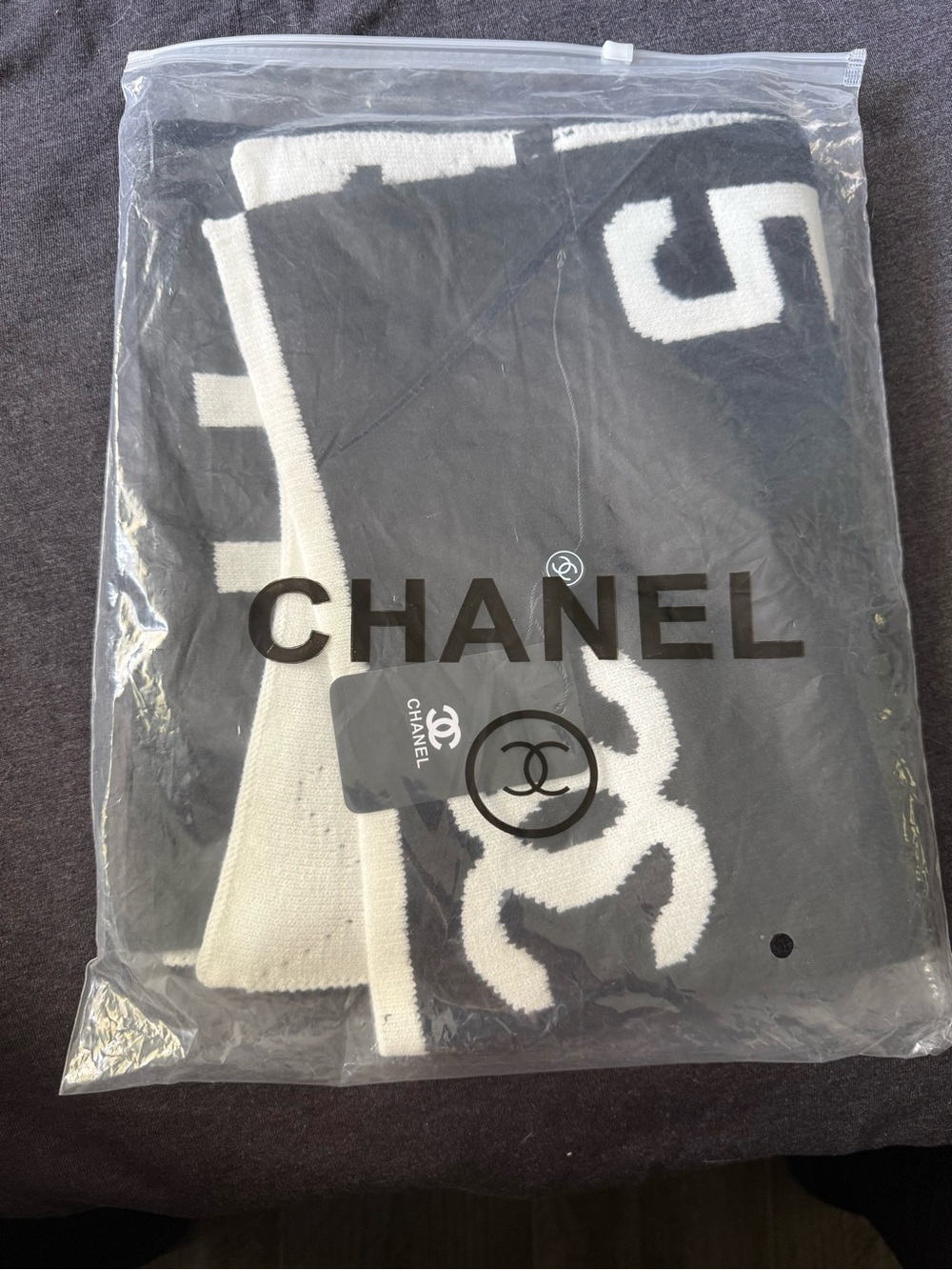 CC Black and White Logo Knit Scarf